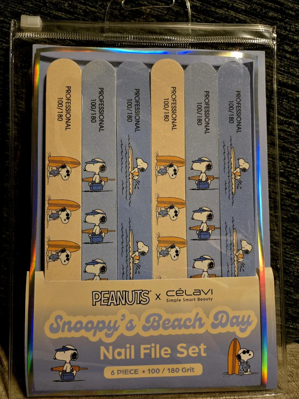 Peanuts x Celavi Snoopy’s Beach Day Nail File Set 6-Piece 100/180 Grit New